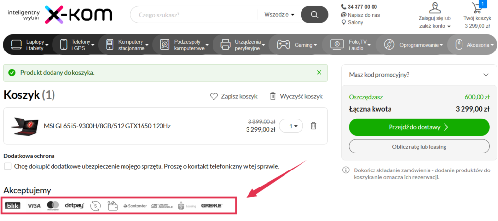 Sklep internetowy - możliwości płatności